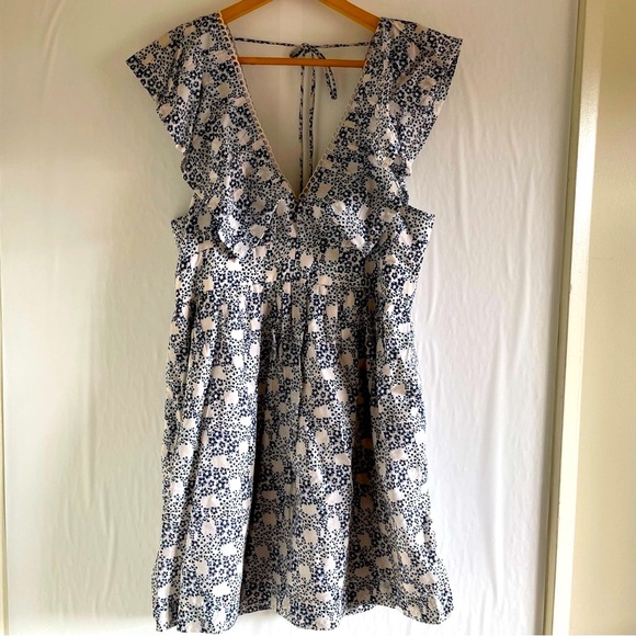 Anthropologie Floral Deep V Neck Mini Dress Size M - Picture 2 of 14
